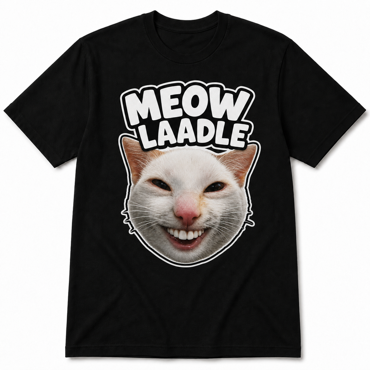 MEOW LAADLE Funny Cat Graphic Oversized T-Shirt