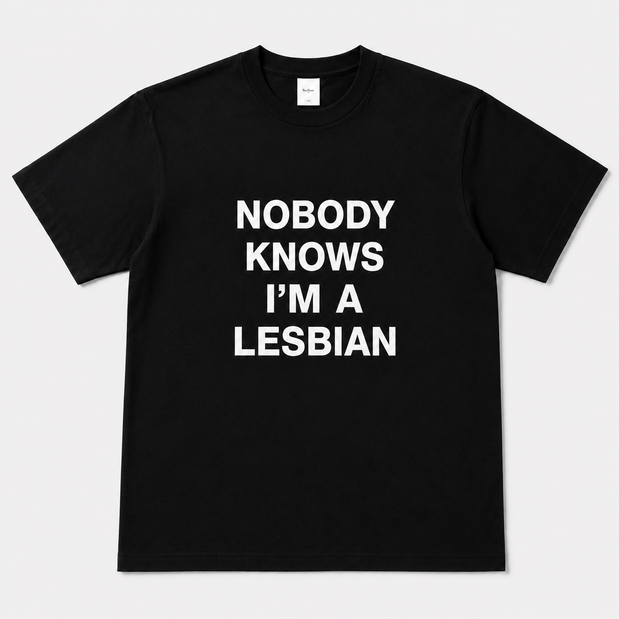 Nobody Knows I’m A Lesbian Oversized Black Graphic T-Shirt
