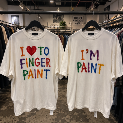 Funny Finger Paint Couple Oversized T-Shirt Combo