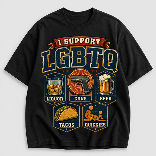 I Support LGBTQ FUNNY Vintage Graphic Oversized T-Shirt